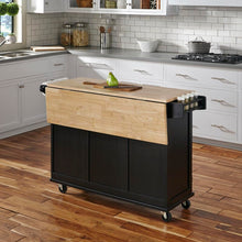 Load image into Gallery viewer, Kuhnhenn 53.5&#39;&#39; Kitchen Cart with Solid Wood Top and Locking Wheels AH3458
