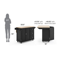 Load image into Gallery viewer, Kuhnhenn 53.5&#39;&#39; Kitchen Cart with Solid Wood Top and Locking Wheels AH3458
