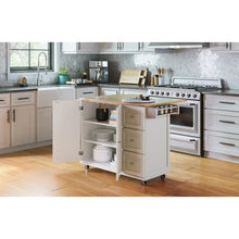 Load image into Gallery viewer, Kuhnhenn 53.5&#39;&#39; Kitchen Cart with Solid Wood Top and Locking Wheels
