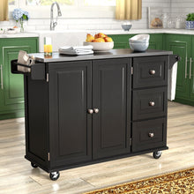 Load image into Gallery viewer, Kuhnhenn 53.5&#39;&#39; Kitchen Cart with Stainless Steel Top and Locking Wheels CG193
