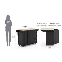 Load image into Gallery viewer, Kuhnhenn 53.5&#39;&#39; Wide Rolling Kitchen Cart with Solid Wood Top
