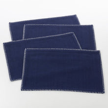 Load image into Gallery viewer, Navy Blue Labarre Cotton Rectangular Placemat (Set of 4)
