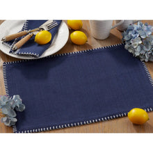 Load image into Gallery viewer, Navy Blue Labarre Cotton Rectangular Placemat (Set of 4)
