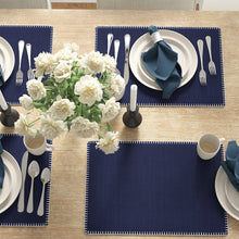 Load image into Gallery viewer, Navy Blue Labarre Cotton Rectangular Placemat (Set of 4)
