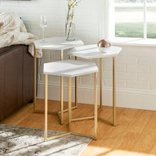 Load image into Gallery viewer, Labounty Frame 3 Piece Nesting Tables Faux White/Gold(2304RR)

