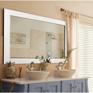 42" x 30" Distressed White Lacayo Rectangle Solid Wood Wall Mirror