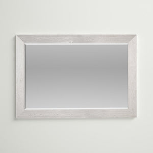 42" x 30" Distressed White Lacayo Rectangle Solid Wood Wall Mirror