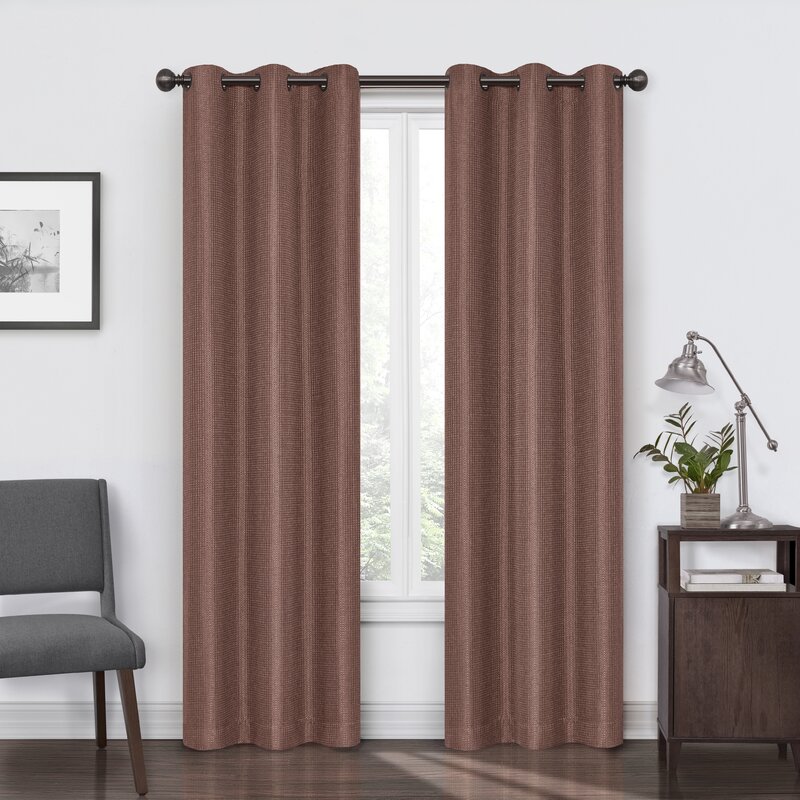 Laisha Geometric Blackout Thermal Grommet Single Curtain Panel 38