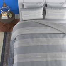 Load image into Gallery viewer, Lakefield Striped 100% Cotton 3 Piece Comforter Set White King(2802RR)
