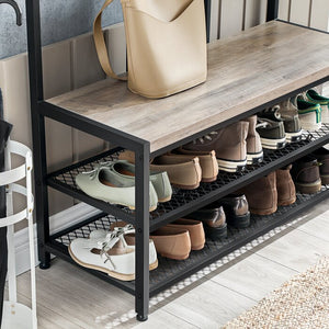 Lakyah 39.4'' Wide Hall Tree with Bench and Shoe Storage