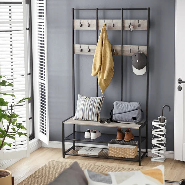 Lakyah 39.4'' Wide Hall Tree with Bench and Shoe Storage
