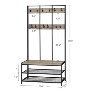 Lakyah 39.4'' Wide Hall Tree with Bench and Shoe Storage