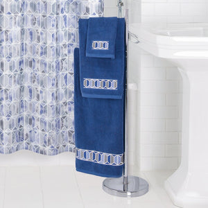 Blue Lamendola Hexagon Border 3 Piece 100% Cotton Towel Set GL485