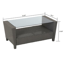 Load image into Gallery viewer, Gray/Navy Lancashire 4 Piece Rattan Sofa Seating Group with Cushions 7298
