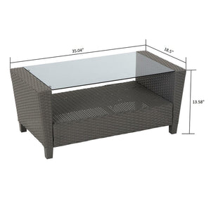 Gray/Navy Lancashire 4 Piece Rattan Sofa Seating Group with Cushions 7298