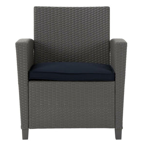 Gray/Navy Lancashire 4 Piece Rattan Sofa Seating Group with Cushions 7298