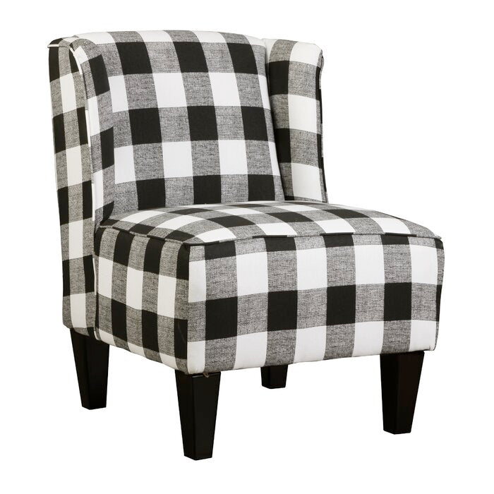 Landon Slipper Chair, Fabric: Black Buffalo Check, #6146
