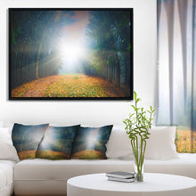 Load image into Gallery viewer, Landscape &#39;Rising Sun over Colorful Forest&#39; Framed Photographic Print on Wrapped Canvas #1434HW
