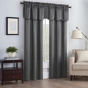 21" L x 42" W Charcoal Lanesville Solid Color Scalloped 42'' Window Valance 2383AH/GL