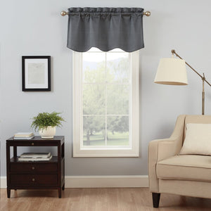 21" L x 42" W Charcoal Lanesville Solid Color Scalloped 42'' Window Valance 2383AH/GL
