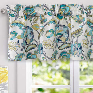 Lariviere Floral Tailored 52'' Window Valance in Gray/Green/White