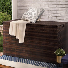 Load image into Gallery viewer, 154 Gallons Gallon Water Resistant Wicker Deck Box in Dark Brown
