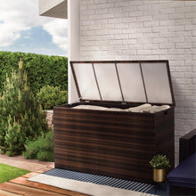 Load image into Gallery viewer, 154 Gallons Gallon Water Resistant Wicker Deck Box in Dark Brown
