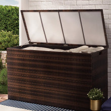 Load image into Gallery viewer, 154 Gallons Gallon Water Resistant Wicker Deck Box in Dark Brown
