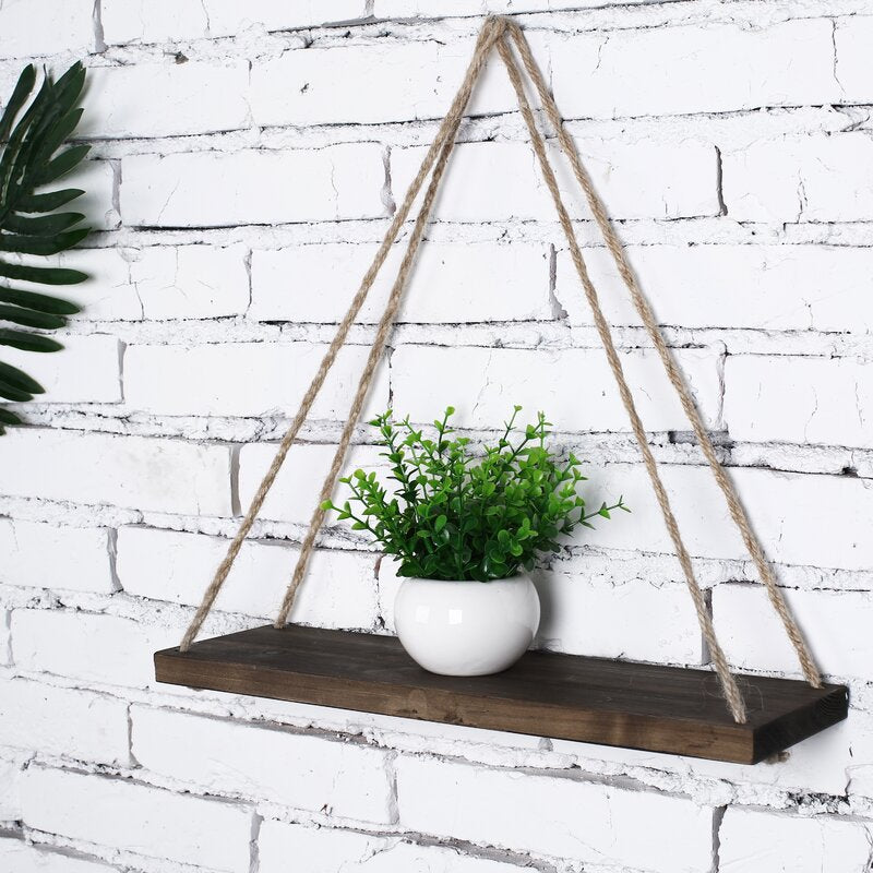 Brown Latulipe 2 Piece Triangle Solid Wood Floating Shelf (Set of 2) OG213