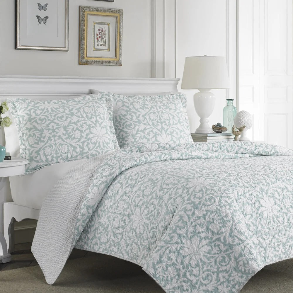 Laura Ashley Mia Reversible 3-piece Cotton Quilt Set - King 2734AH
