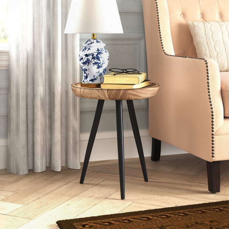 Laurence 18'' Tall Solid Wood 3 Legs End Table