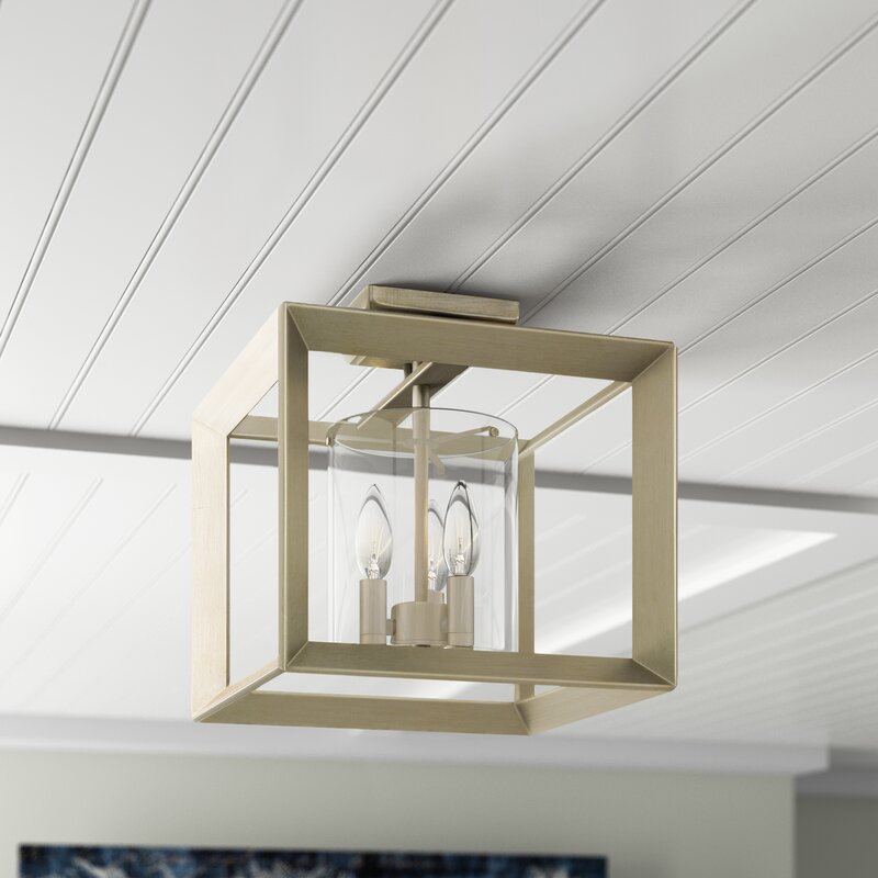 Laurent 3 - Light 12'' Lantern Square / Rectangle Semi Flush Mount