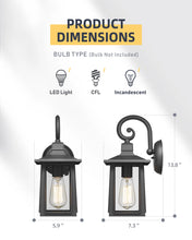 Load image into Gallery viewer, Lawhon Matte Black 13.8&#39;&#39; H Outdoor Wall Lantern
