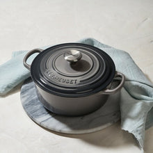 Load image into Gallery viewer, Le Creuset Oyster Signature Cast Iron Round Dutch Oven with Lid
