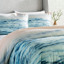 Load image into Gallery viewer, Queen Comforter + 2 Standard Shams Leah Flores Blue Microfiber Coastal Comforter Set
