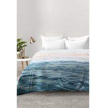 Load image into Gallery viewer, Queen Comforter + 2 Standard Shams Leah Flores Blue Microfiber Coastal Comforter Set
