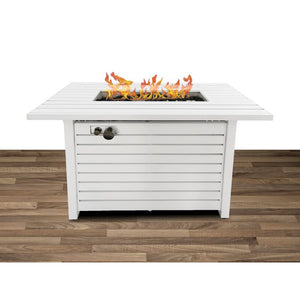 25" H x 54" W x 22" D White Lebeau 25" H x 54" W Steel Propane/Natural Gas Fire Pit Table