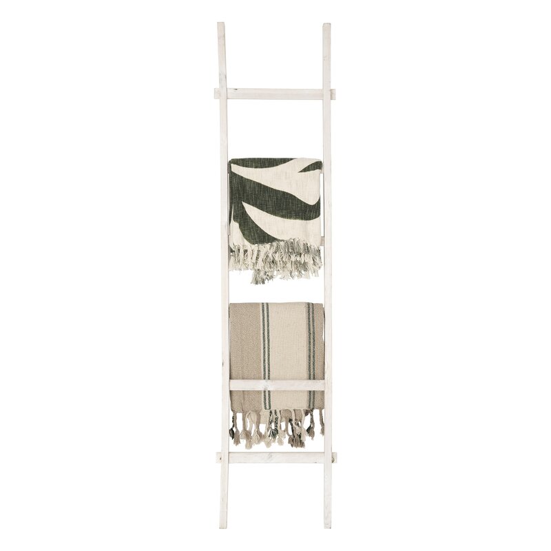 Cream Legault 76.75'' Tall Solid Wood Blanket Ladder
