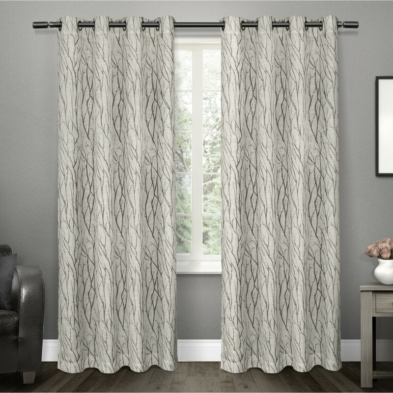 Leija Floral Sheer Grommet Curtain Panels (Set of 2) GL618