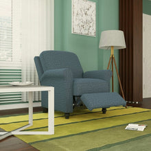 Load image into Gallery viewer, Leni Manual Recliner, Fabric Color: Multi-Warp Caribbean Blue Chenille, #6374
