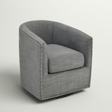 Load image into Gallery viewer, Leominster Nailhead Swivel Barrel Chair, 20.5&quot;H
