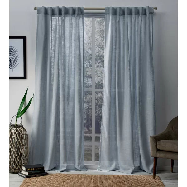 Leon Solid Semi-Sheer Tab Top Curtain Panels 54 x 96 (Set of 2)