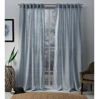 Leon Solid Semi-Sheer Tab Top Curtain Panels (Set of 2) - 407DC