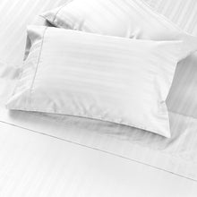 Load image into Gallery viewer, Queen White Leona Luxury 500 Thread Count Striped 100% Cotton Sheet Set, EC1067

