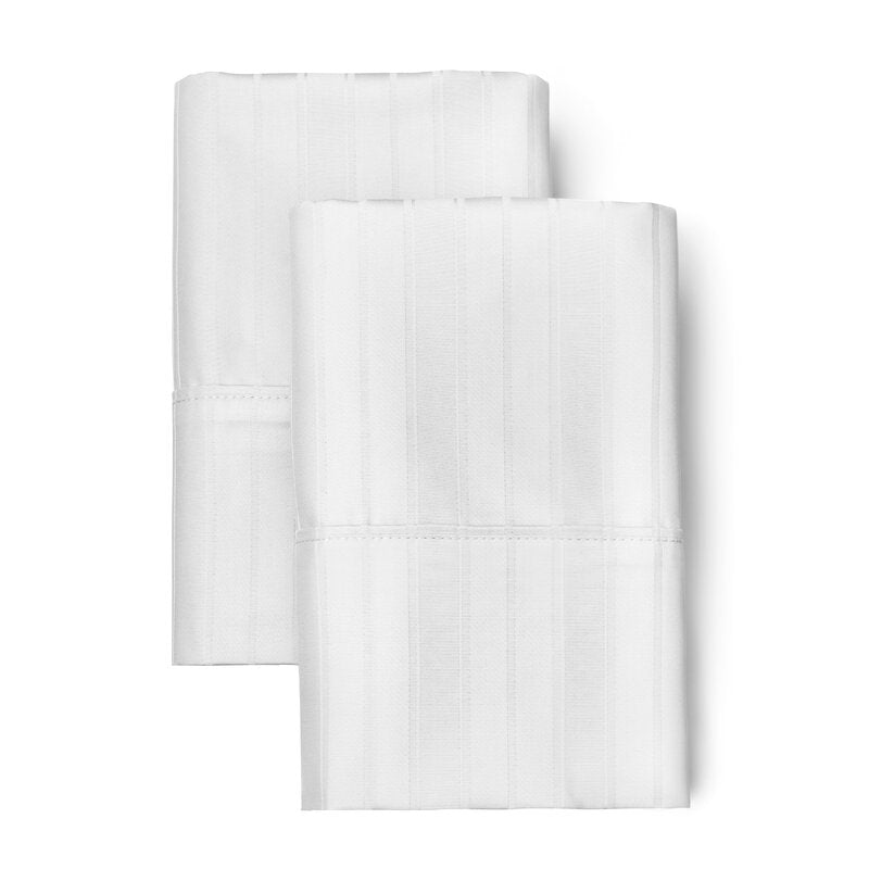 Queen White Leona Luxury 500 Thread Count Striped 100% Cotton Sheet Set, EC1067