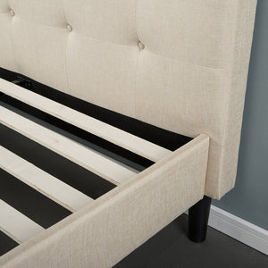 Full Taupe Leonard Upholstered Platform Bed 7050