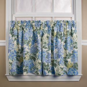 Levant Blue Hydrangea 2 Piece Window Valance & Cafe Curtain (ND815)