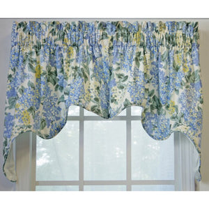 Levant Blue Hydrangea 2 Piece Window Valance & Cafe Curtain (ND815)