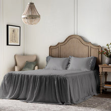Load image into Gallery viewer, Queen Bedspread + 2 Shams Dark Gray Lewis Coverlet Set 1458AH
