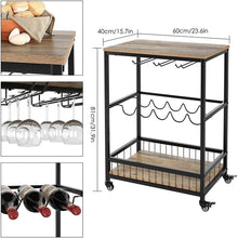 Load image into Gallery viewer, Lex Industrial Rectangular Wine Rack Bar Cart
